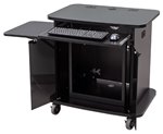 Multi-Purpose Cart Large Top Surface Accommodated 17 to 32in. LCDSs PC Screens Visual Presenters or Laptops. 12RU Rack Black