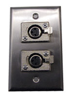 Stainless Steel Single 3-pin XLR-F Connector on Duplex Wall Plate