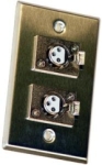 Stainless Steel Dual 3-pin XLR-F Connectors on Duplex Wall Plate