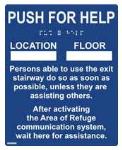 Blue Instructional Braille & Raised Letter Sign (To be Placed Next to the Area of Refuge) Emergency Phone