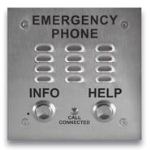 VoIP ADA Compliant Two Button Stainless Steel Emergency Phone with Dialer and Voice Announcer Flush Mount with the included Rough-In Box or Surface Mount with an Optional VE-5x5 with Enhanced Weather Protection (EWP)