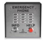 ADA Compliant Two Button Stainless Steel Emergency Phone with Dialer and Voice Announcer Flush Mount with included Rough-In Box or Surface Mount with an Optional VE-5x5 with CE Mark