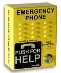 ADA Compliant Emergency Phone with Dialer and Voice Announcer Safety Yellow Surface Mount Only with Enhanced Weather Protection (EWP)