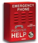 VoIP ADA Compliant Emergency Phone with Dialer and Voice Announcer Red Powder Paint Finish with in. Emergency Phonein. Verbiage Surface Mount Only