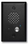 Textured Black Entry Phone with Automatic Disconnect and Blue LED Flush Mounts in Single Gang Box or Surface Mount with an Optional VE-3x5 with Enhanced Weather Protection (EWP)