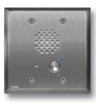 VoIP Stainless Steel Entry Phone with Automatic Disconnect & Blue LED Flush Mounts in a Double Gang Box or Surface Mount with an Optional VE-5x5 with Enhanced Weather Protection (EWP)