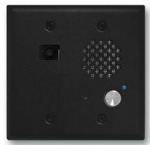 Textured Black Entry Phone with Color Video Camera Auto Disconnect Blue LED Flush Mount in a Double Gang Box or Surface Mount with an Optional VE-5x5 with Enhanced Weather Protection (EWP)