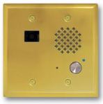 Polished Brass Entry Phone with Color Video Camera Auto Disconnect Blue LED Flush Mount in a Double Gang Box or Surface Mount with a VE-5x5 with Enhanced Weather Protection (EWP)