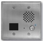 Stainless Steel Entry Phone with Proximity Card Reader & Blue LED Auto Disconnect Flush Mount in a Double Gang Box or Surface Mount with an Optional VE-5x5