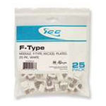 Module F-Type Nickel Plated 25 PK White