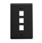 Face Plate Flat 1-Gang 3-Port Black