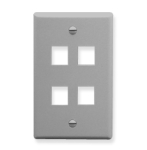 Face Plate Flat 1-Gang 4-Port Grey