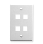 Face Plate Flat 1-Gang 4-Port White