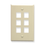 Face Plate Flat 1-Gang 6-Port Almond