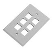 Face Plate Flat 1-Gang 6-Port Grey