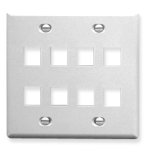 Face Plate Flat 2-Gang 8-Port White