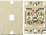 Telephone Wall Jack 6 Position 4 Conductor Screw Terminations Ivory