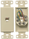 NetSelect Molded-In Voice & Data Decorator Frame 1 RJ11 Jack 6 Position 6 Conductor Screw Terminations Ivory