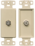 NetSelect Molded-In Video & Voice Decorator Frame 1 F-Type Coupler Bulkhead F/F Screw Terminations Ivory