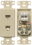 NetSelect Molded-In 2 Jack Voice & Data Decorator Frame 1 RJ11 Jack 6 Position 4 Conductor Screw Terminations Ivory