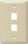 Multimedia Wall Plate  Standard Size  Rear-Loading  1 Gang  2 Port  Ivory