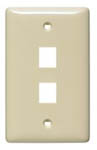 Multimedia Wall Plate Standard Size Rear-Loading 1 Gang 2 Port Light Almond