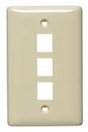 Multimedia Wall Plate Standard Size Rear-Loading 1 Gang 3 Port Light Almond