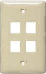 Multimedia Wall Plate Standard Size Rear-Loading 1 Gang 4 Port Ivory