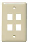 Multimedia Wall Plate Standard Size Rear-Loading 1 Gang 4 Port Light Almond