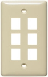 Multimedia Wall Plate Standard Size Rear-Loading 1 Gang 6 Port Ivory