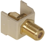 AV Connector F-Type Coupler Gold Bulkhead F/F Ivory