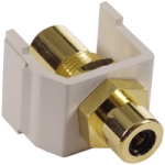 AV Connector RCA Gold Pass-Thru F/F Coupler Office White/Black Insulator