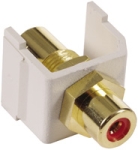 AV Connector RCA Gold Pass-Thru F/F Coupler Office White/Red Insulator