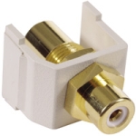 AV Connector RCA Gold Pass-Thru F/F Coupler Office White/White Insulator