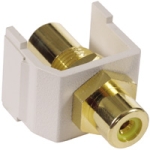 AV Connector RCA Gold Pass-Thru F/F Coupler Office White/Yellow Insulator