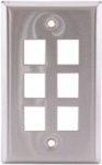 Face Plate 1 Gang 6 Port Stainless Steel