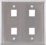 Face Plate 2 Gang 4 Port Stainless Steel