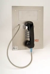 Vandal Resistant Stainless Steel Flush Mount Panel Telephone w/ Instruction Window Chrome Tone Keypad 32in. Armored Cord Handset & Rough in Mounting Box