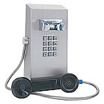 Strong and Compact Small Stainless Steel Surface Mount Wall Telephone with a Keypad for Standard Dialing