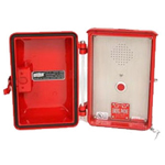 WPP-531-FD in RED Housing equipped with Braille in. EMERin. Emergency Plate